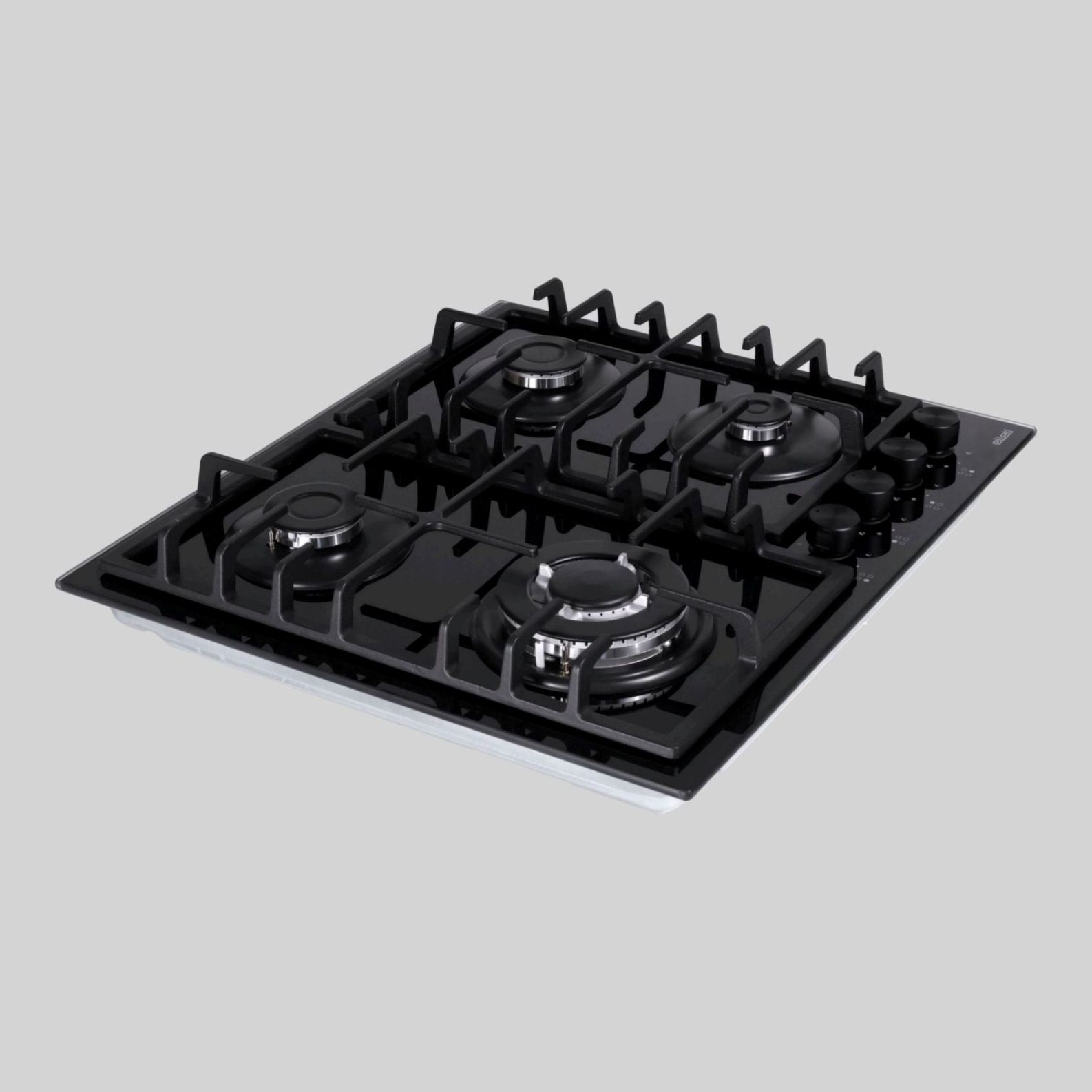 34535DNG გაზქურა 60cm,Black glass,aut.gas cut-off safe (3 Gas,1 high speed 3.8Kw wok) ELLETI
