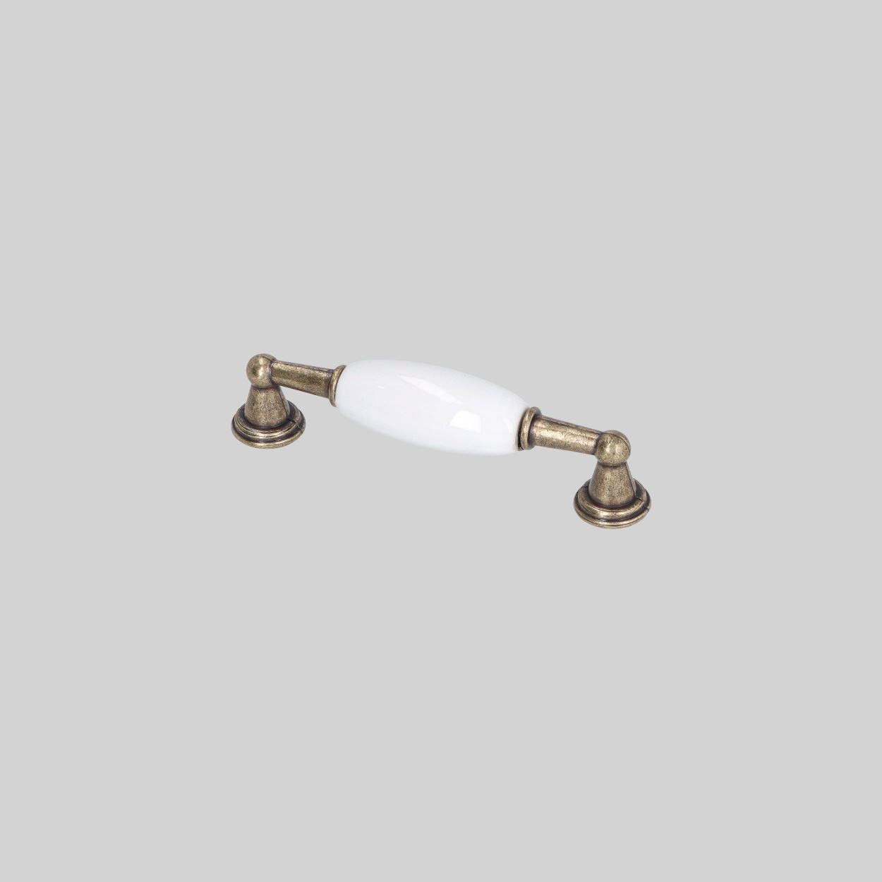 სახელური ლითონი/კერამიკა 96mm AB-WHITE 24257