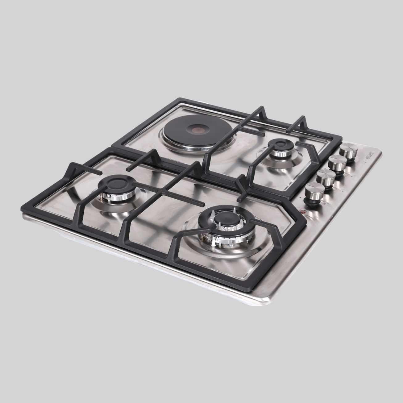 39560DNG გაზქურა 60cm ss inox aut.gas cutoff safe (2 Gas 1 hs 3.8Kw wok, 1 playt) ELLETI