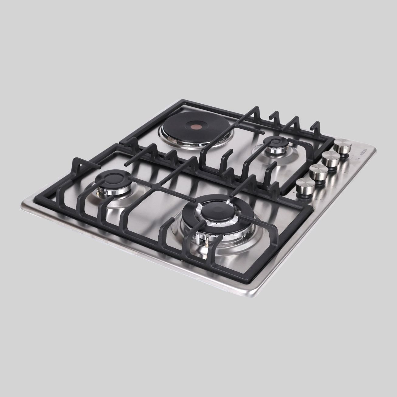 34560DNG ჩასაშენებელი გაზქურა 60cm ss inox კონტროლით (2 gas,1 wok 2.5kw,1 playt 1500w) ELT