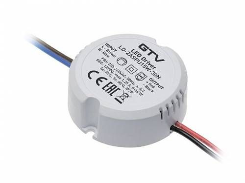 LD-ZASPU15W-30N კვების ბლოკი LED, WE: 220V-240; IP 20; 12V; 15W ზომა 55x22mm, 12 V DC / 15W GTV