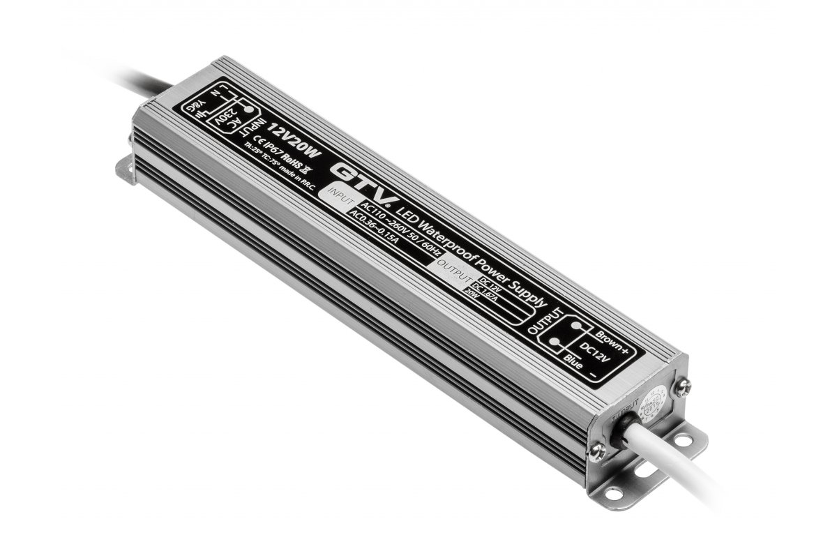 LD-WZA20W-NW კვების ბლოკი დიოდური განათებისთვის LED წყალგაუმტარი 20W, IP67 GTV