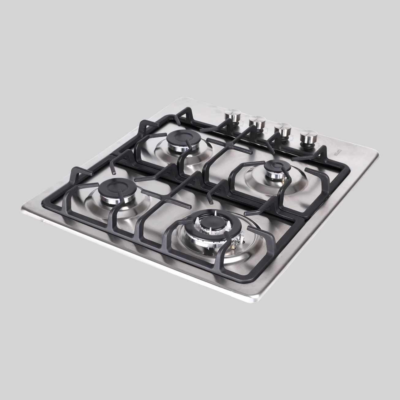 38530DNG გაზქურა inox, aut.gas cut-off safe (3 Gas,1 high speed 3.8Kw wok) Cast iron pan supports (d