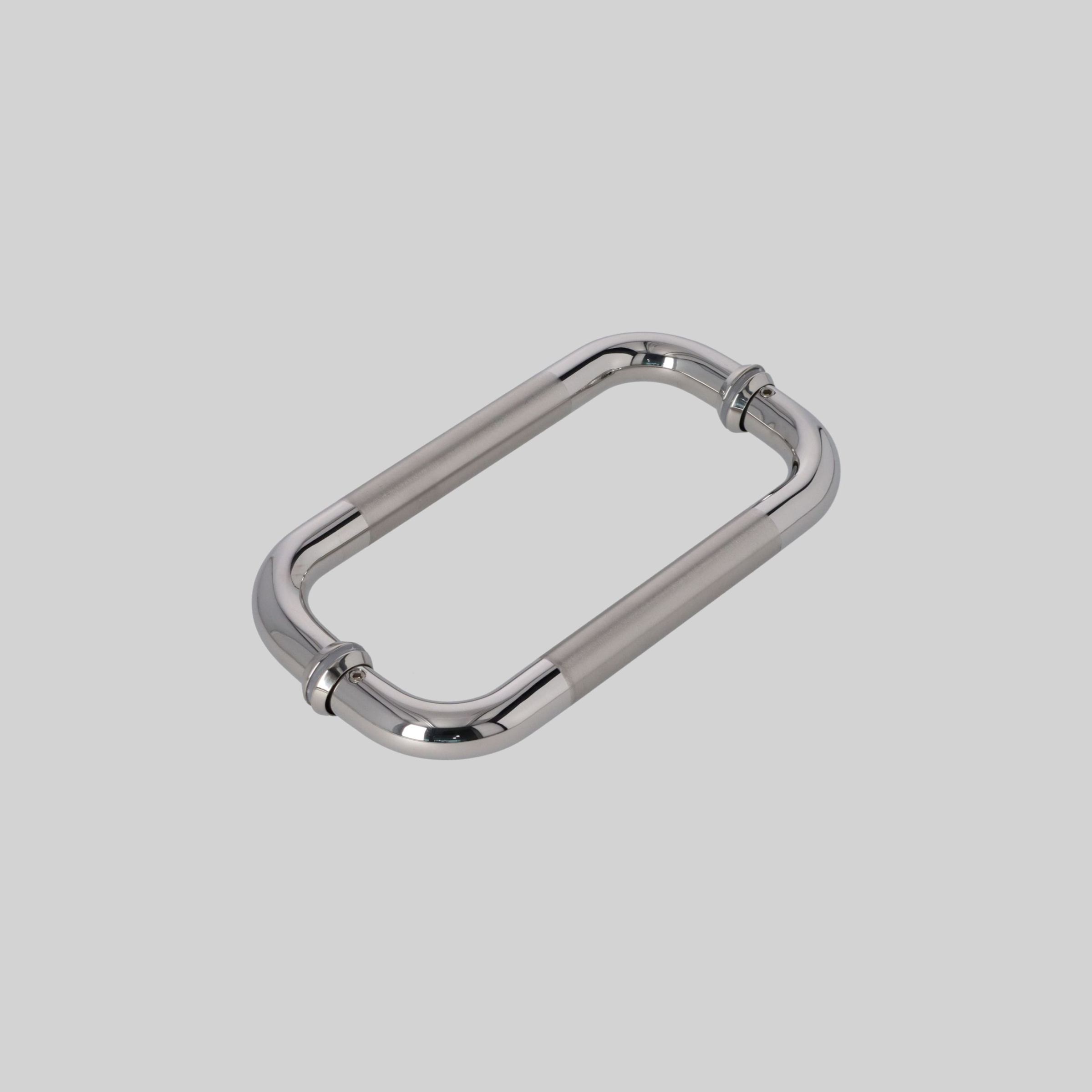 SKS-836-2020-304-CR/IN შუშის კარის სახელური SS304 0.8mm 19*200mm PSS+SSS-ქრომი+ინოქსი TM-E836