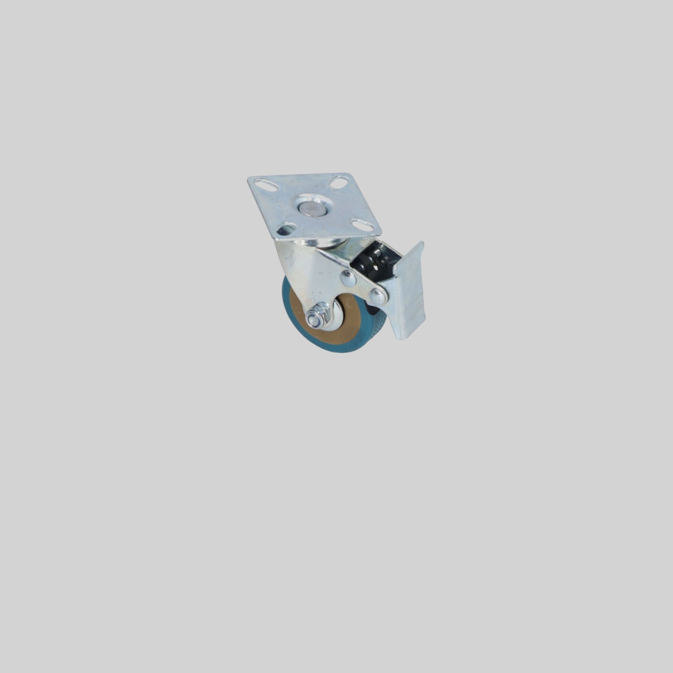 GOR-288-50-MX-CRGR ავეჯის გორგოლაჭი მუხრუჭით 50mm 50*50*1.5mm ნაცრისფერი