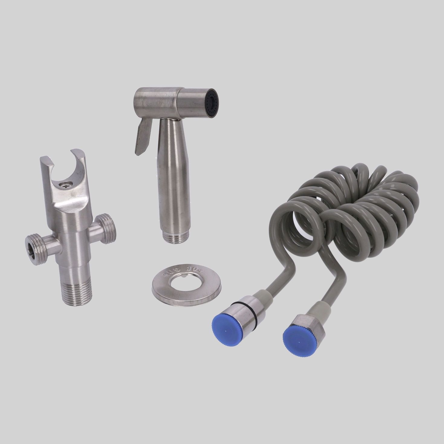 ONKHIG-SG05-2M-304-IN ჰიგიენური ონკანი SSS-ინოქსი SUS304 (2მ. დრეკადი შლანგი+დამჭერი) TM-SG-05