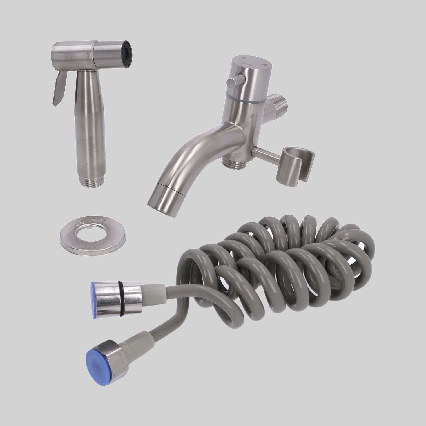 ONKHIG-SG06-2M-304-IN ჰიგიენური ონკანი SSS-ინოქსი SUS304 (2მ. დრეკადი შლანგი+დამჭერი) TM-SG-06