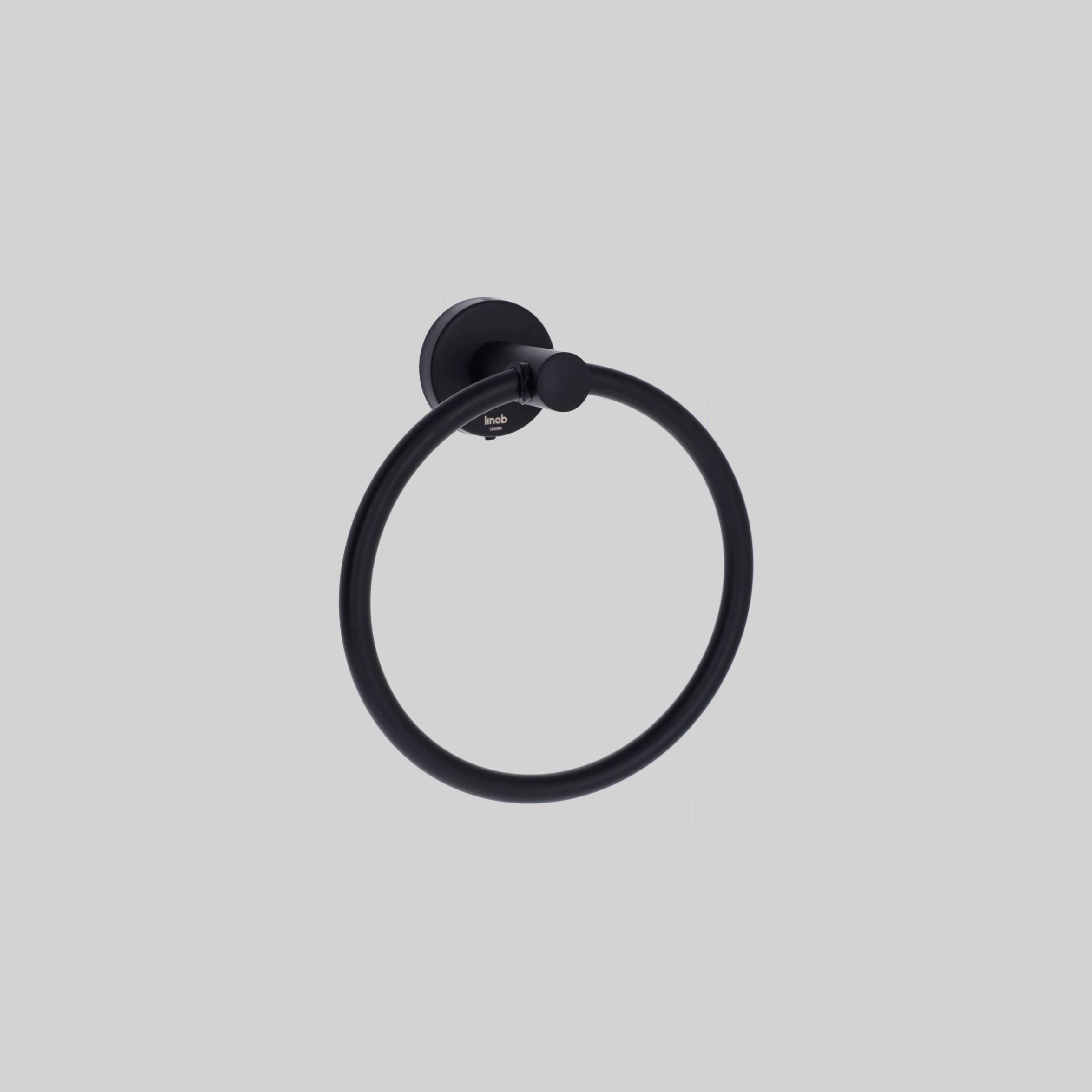 ABSAK-1014E-O-304-BL აბაზანის საკიდი პირსახოცისთვის მრგვალი MB-შავი D-55*H11.8*T1.0