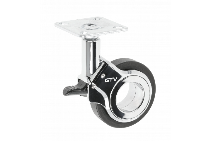 KM-GIRA-60MM-ZH-20 ავეჯის ბორბალი მუხრუჭით 60mm შავი/ქრომი GTV