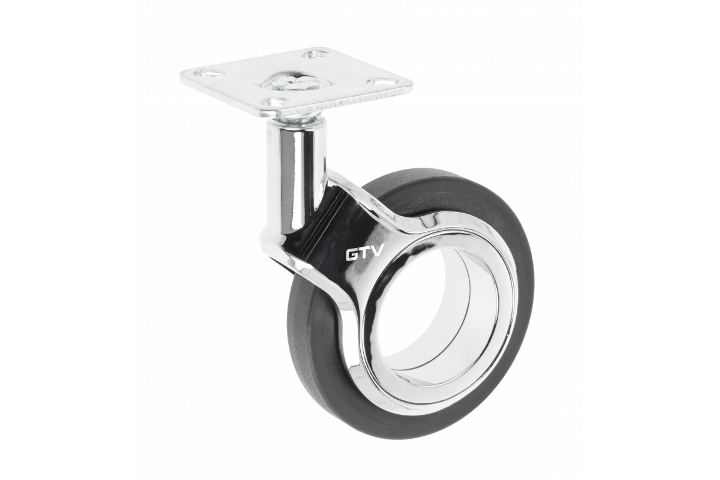 KM-GIRA-75MM-BH-20 ავეჯის ბორბალი უმუხრუჭო 75mm შავი/ქრომი GTV