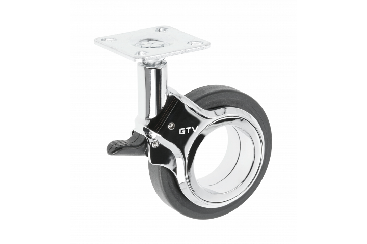 KM-GIRA-75MM-ZH-20 ავეჯის ბორბალი მუხრუჭით 75mm შავი/ქრომი GTV