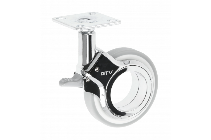 KM-GIRA-75MM-ZH-19 ავეჯის ბორბალი მუხრუჭით 75mm ნაცრისფერი/ქრომი GTV
