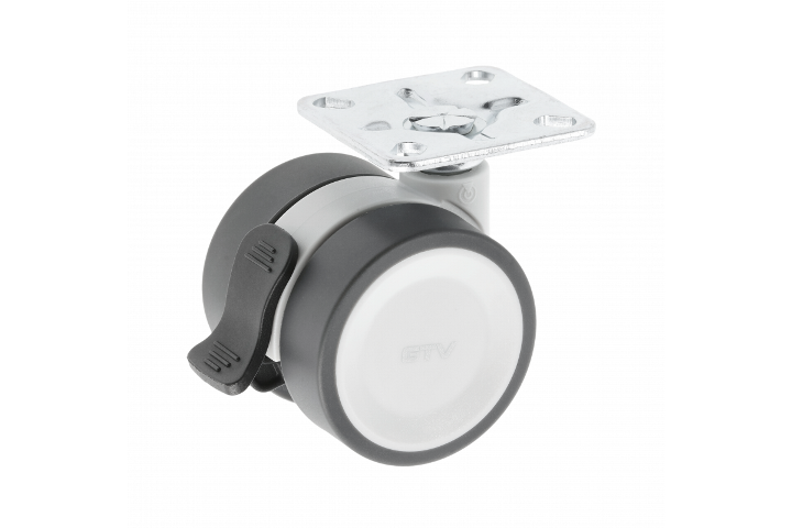 KM-CIRCO-50MM-ZH-19 ავეჯის ბორბალი მუხრუჭით 50mm ნაცრისფერი GTV
