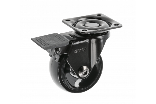 KM-CALIBRO-50MM-ZH-20 ავეჯის ბორბალი მუხრუჭით 50mm შავი/ქრომი GTV