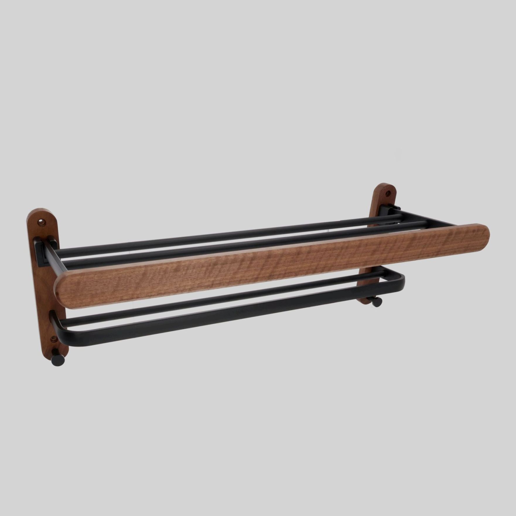 პირსახოცის საკიდი+თარო 60*21*20cm შავი AL.+ხე TM-A2014