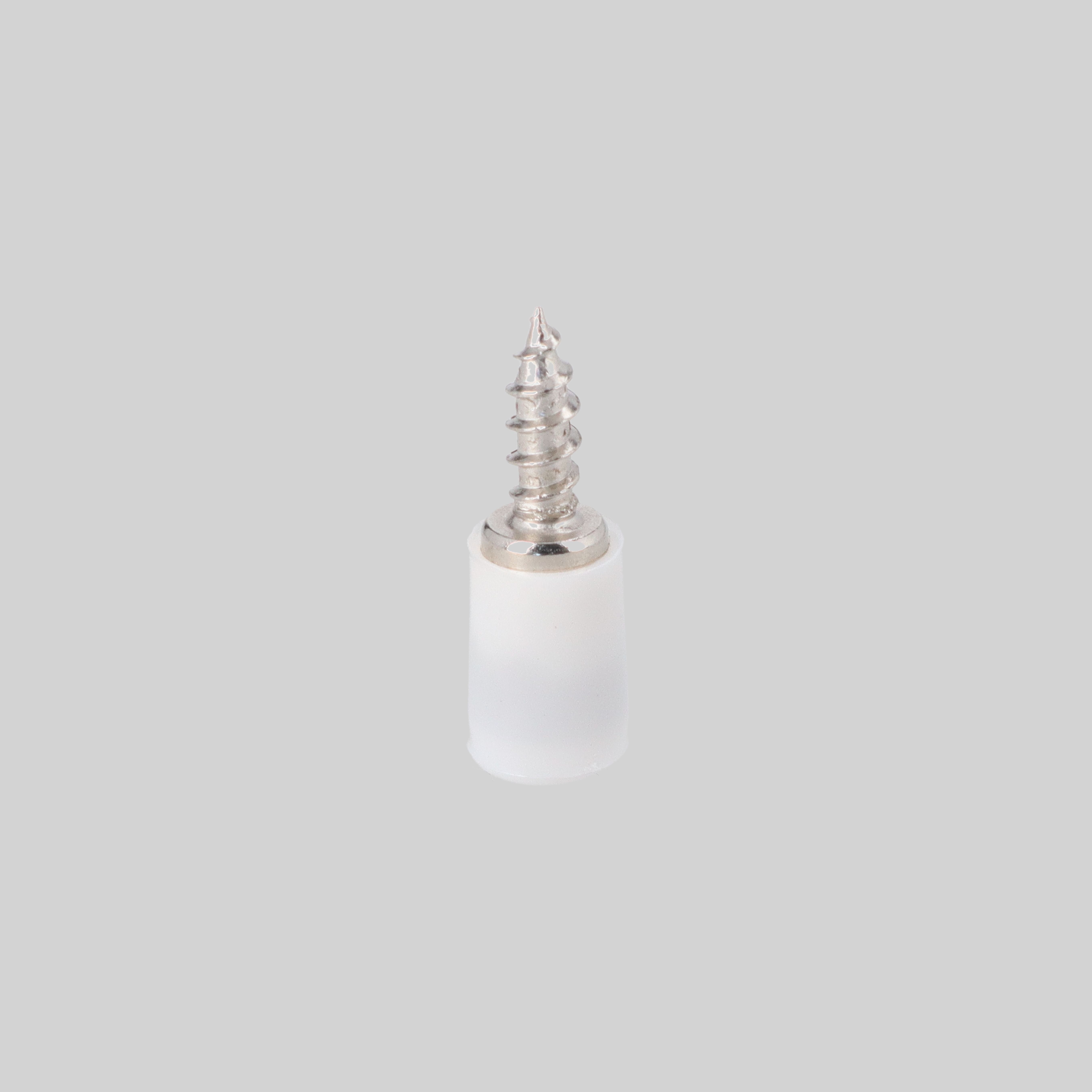 თაროს ხრახნისებრი სამაგრი 7.5x15mm თეთრი საფარით რკინა+პლასტმასი TM-S07