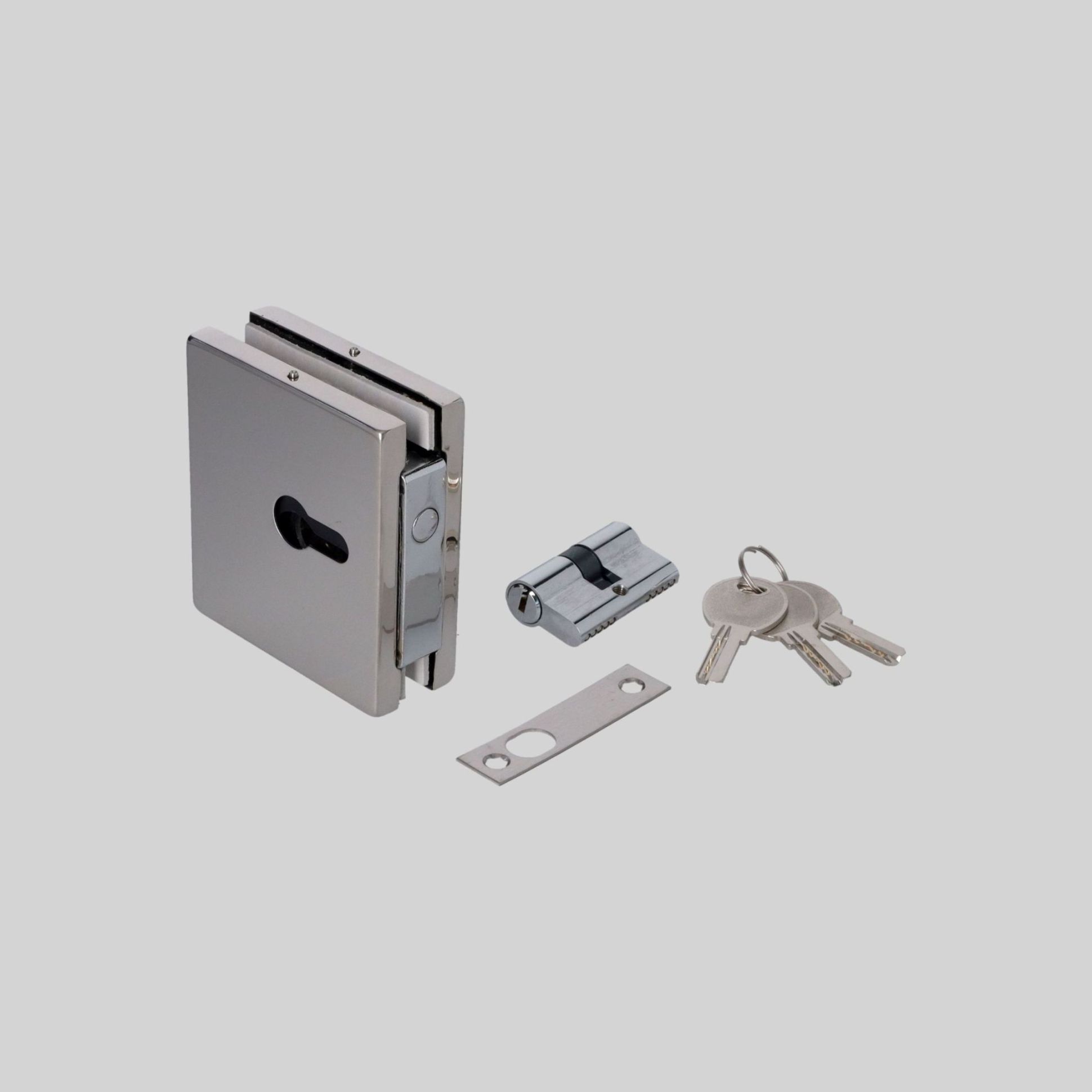 შუშის კარის საკეტი PSS-ქრომი 85*100mm T=0.8mm SUS304 TM-M032S