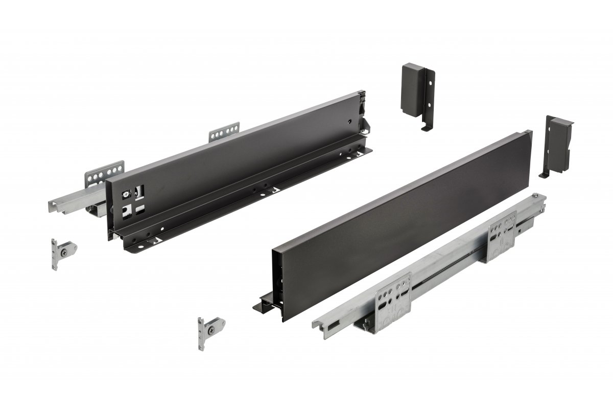 PB-AXISPRO-P2O-KPL500A2 სლაიდი AXIS-PRO, PUSH TO OPEN L-500mm შავი H-84mm დაბალი GTV