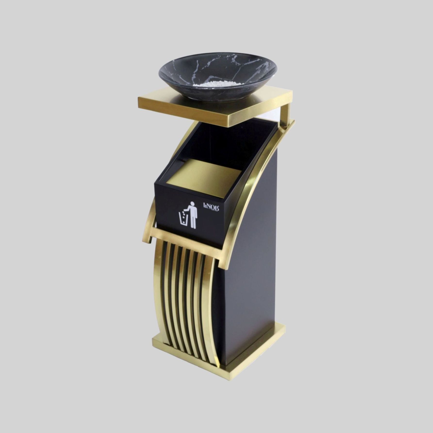 ნაგვის ურნა ეზოსთვის, Satin Gold-ოქროსფერი, L320*W300*H840MM, SS, TM-B-008