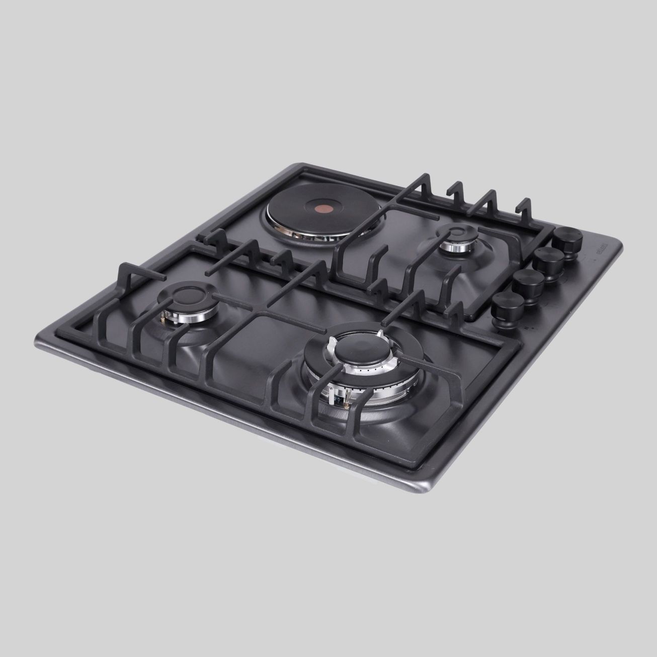 3431 BW DX60 DNG გაზქურა 60cm,მუქი ინოქსი,(2 გაზი+1 ვოკი+1 პლეტა),გაზკონტროლი,ELETTI