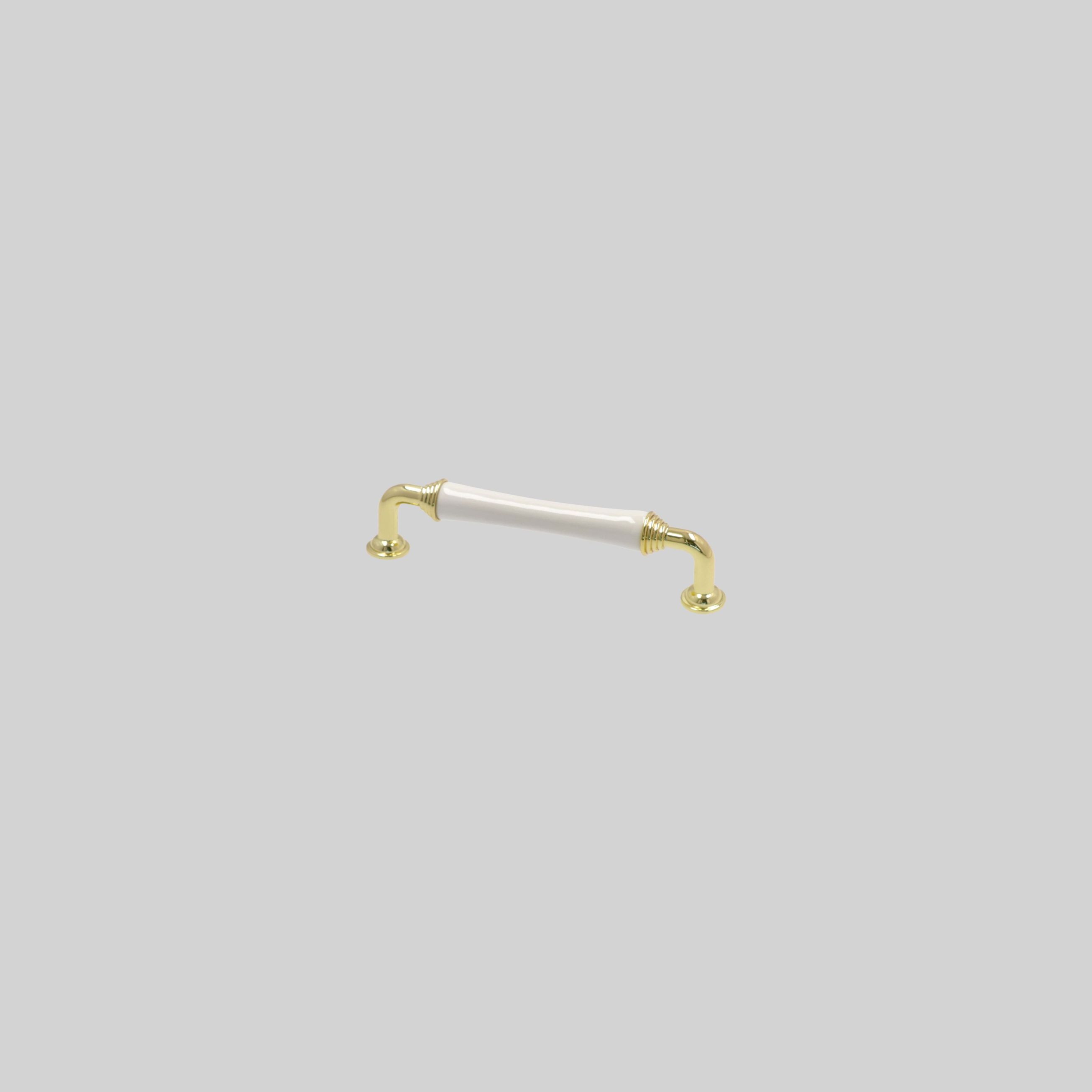 ავეჯის სახელური 128მმ,K Gold/White,თუთია-კერამიკა,LK6118 ZF
