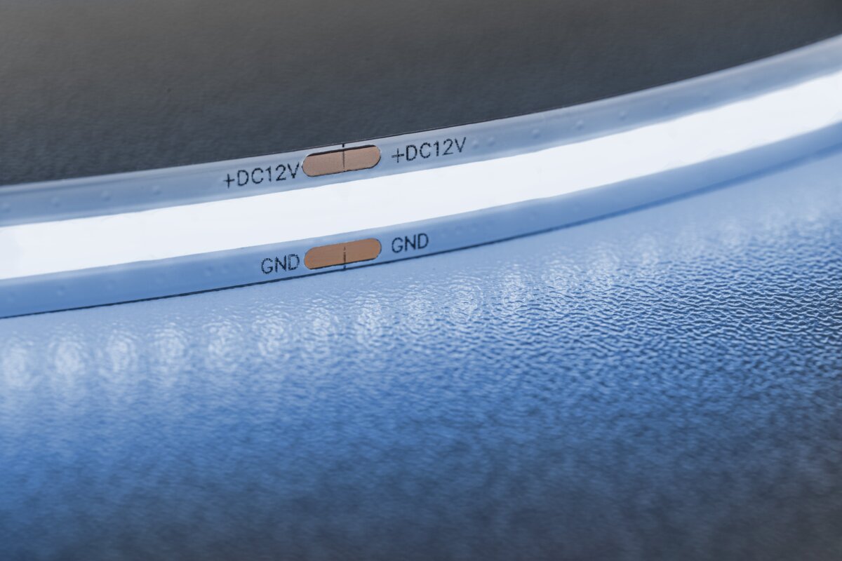 LD-COB12V-20-ZBPQ LED განათების ფირი COB-არაწერტილოვანი, 480 დიოდი, 6200K-ცივი თეთრი, 12V, 10W/1m, I — ფოტო 2