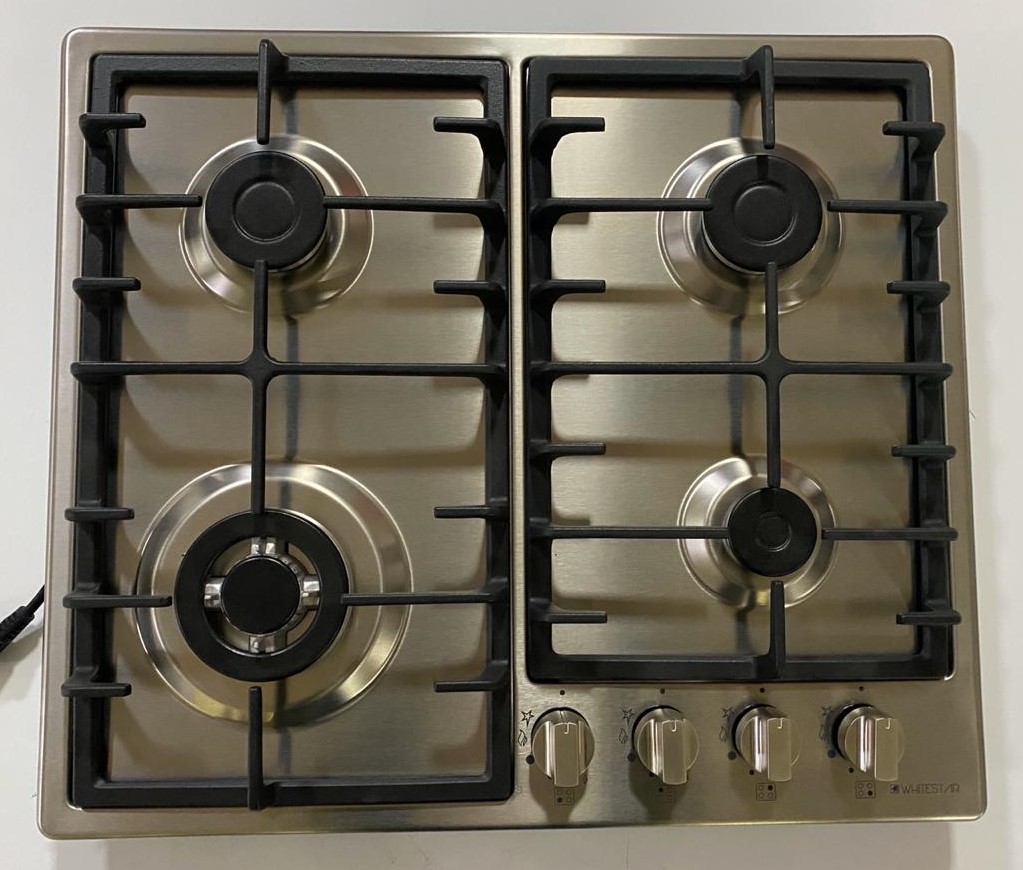 34230DNG გაზქურა 60cm,inox ss,aut.gas cut-off safe (3 Gas,1 high speed (2.5Kw wok))